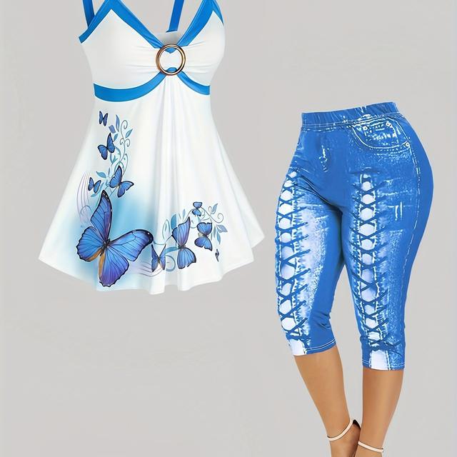 TEMU Developed European And American Women's Fashion New Casual Camisole Print T-shirt And Pants Set
