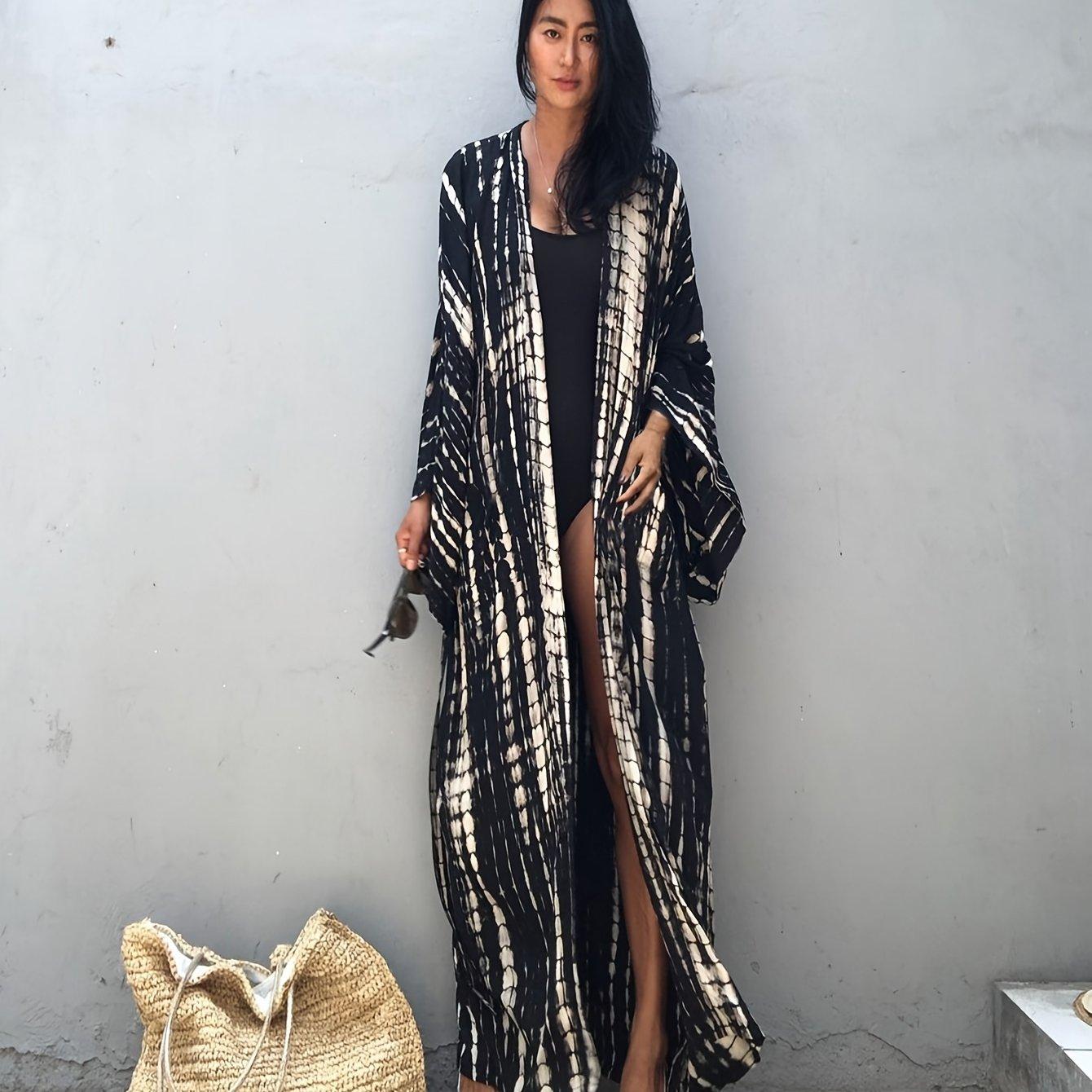 TEMU Women's Summer Beach Bohemian Cover-up, Vacation Cardigan Kimono Beachwear
