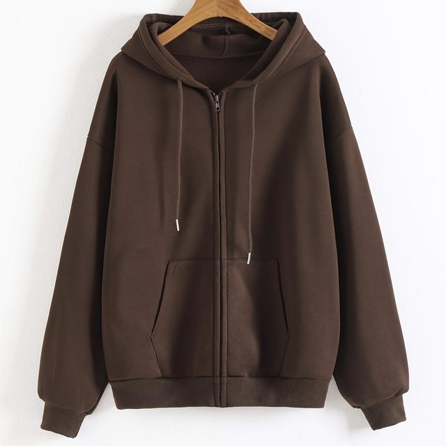 TEMU แจ็คเก็ตฮู้ดดี้ซิปสไตล์ลำลองสำหรับผู้หญิงพร้อมกระเป๋าสุดชิค - โพลีเอสเตอร์สบาย, เหมาะสำหรับการสวมใส่ประจำวันในฤดูใบไม้ร่วง/หนาว & กิจกรรมกลางแจ้ง