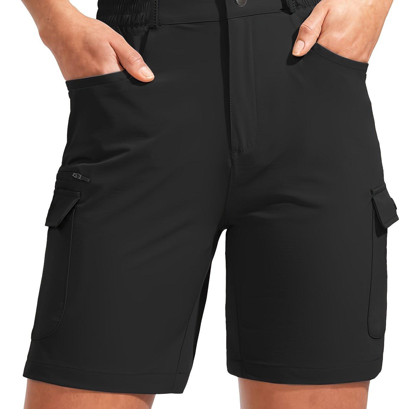 TEMU Lightweight Women's Cargo Shorts For Hiking Featuring 7 Pockets, Quick-drying Fabric, And A 7-inch Length, Perfect For Casual Summer Golf
