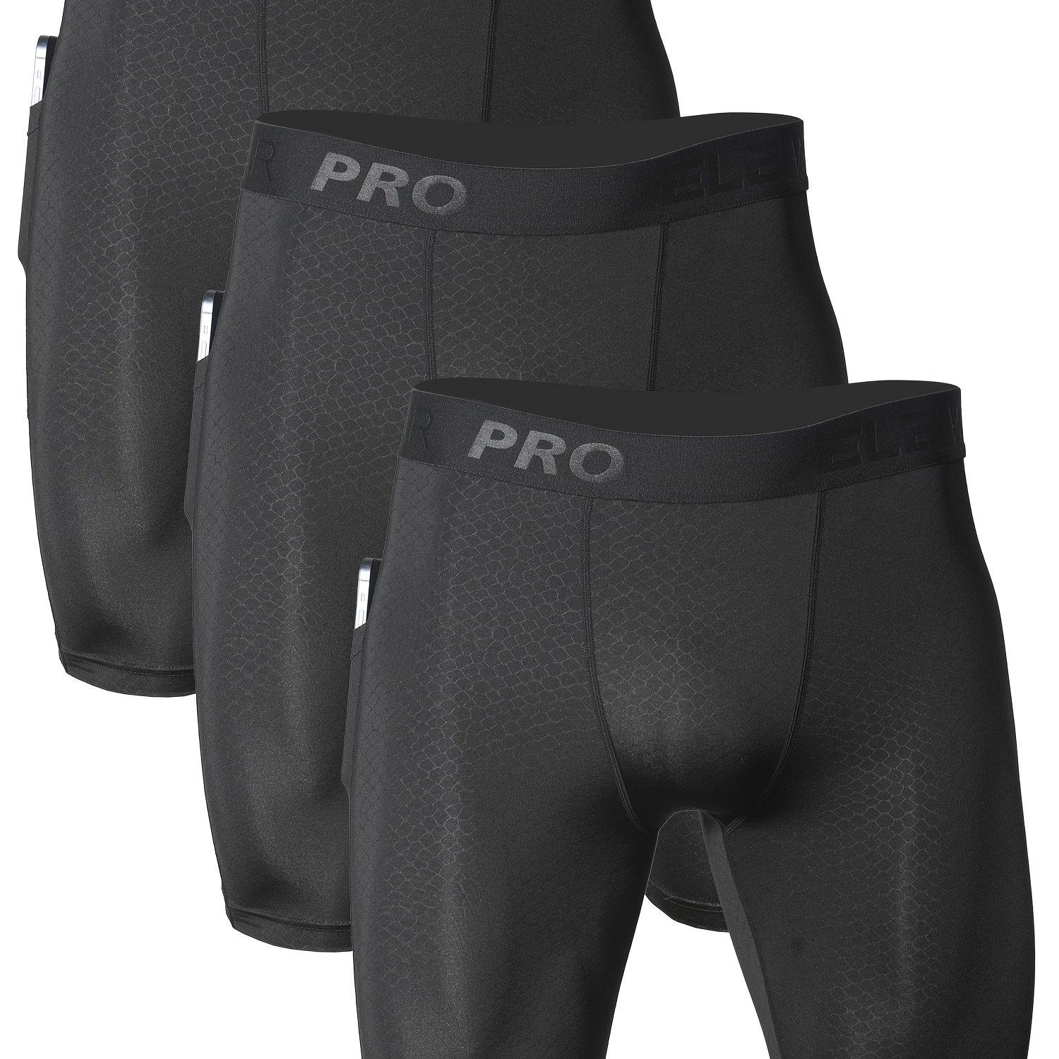 TEMU Conjunto de 3 bóxers deportivos para hombre, shorts de fitness para correr con bolsillos , bolsillo interior con dobladillo, relieve de , absorción de humedad, secado rápido, tejido de poliéster