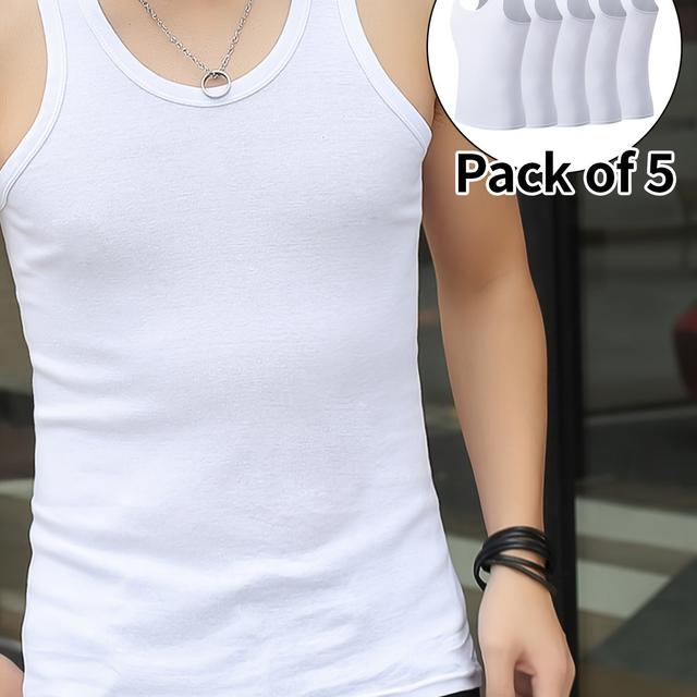 TEMU Set aus 5 Sommer Herren Sport Unterhemden ohne Ärmel, dehnbar für Inneres Tragen.