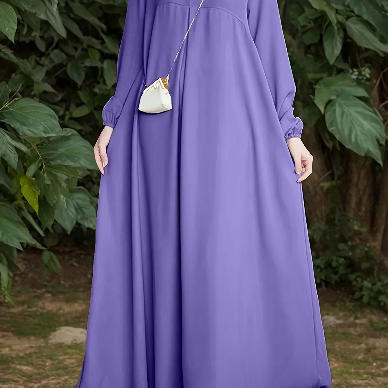 TEMU Solid Color Simple Dress, Elegant Long Sleeve Dress For Spring And Autumn, Womens Clothing