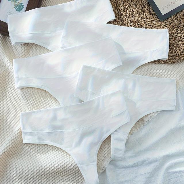 TEMU 5 Stück Damen High-Waist String-Tanga – Atmungsaktive, Sexy Bauchkonturierende Shorts für Casual Looks, Nahtloses Design | Glattes Material, Hochgeschnittene Unterwäsche