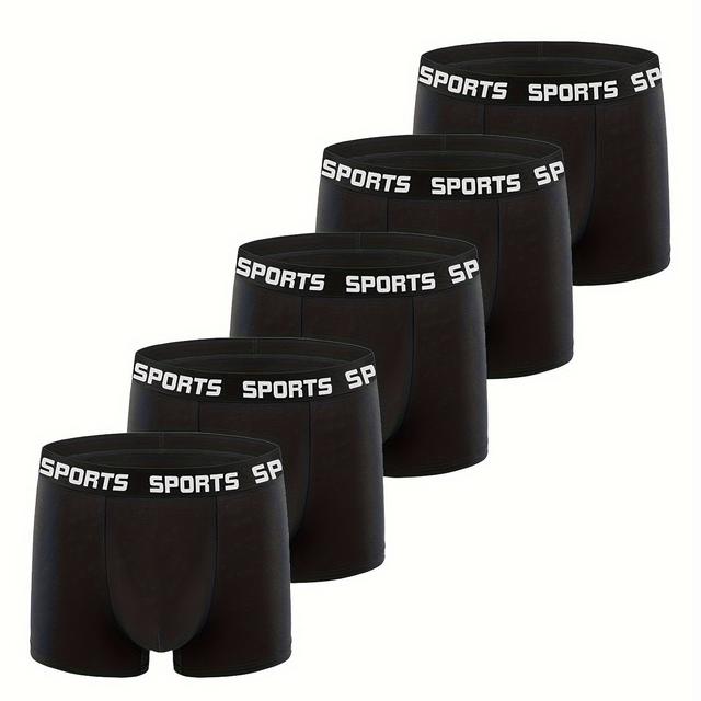 TEMU 5pcs Men's Briefs - Sexy, Comfortable & Casual Underwear With Medium Stretch, Solid For Casual Attire, Boxer Shorts