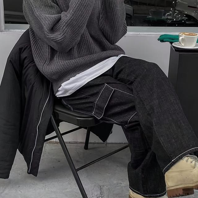 TEMU Men's And Women's Easy Solid Color Round Neck Long Sleeve Loose Casual Stylish Versatile Knitted Sweater