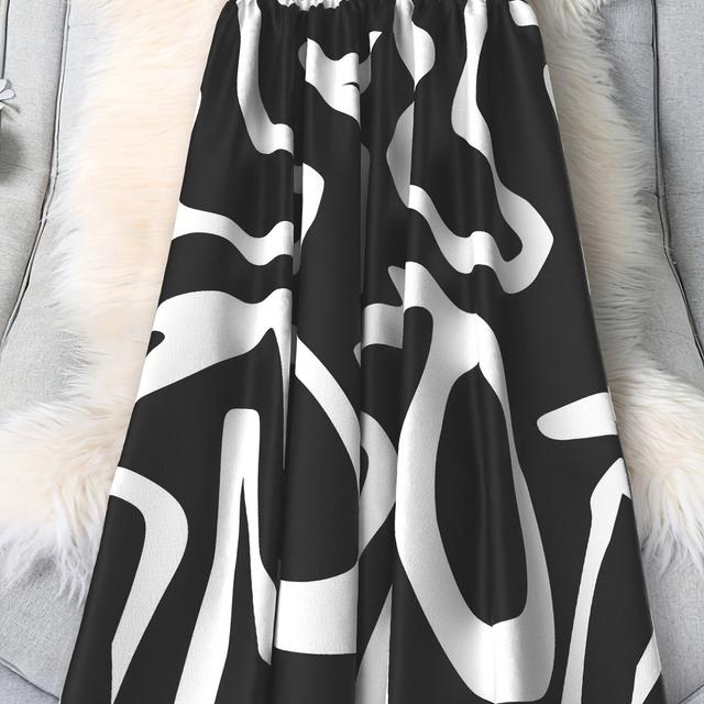 TEMU Jupe grande taille à motif géométrique , Jupe taille élastique décontractée pour et l'été, Vêtements grande taille pour femmes