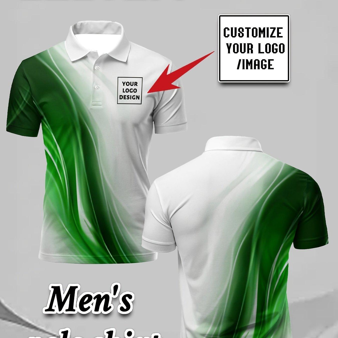 TEMU Custom Men's Plus-size Shirt - Personalized Logo Design On The Left Chest - Gradient Series, Sporty Clothing, Suitable For Everyday Wear, Comfortable And Refreshing, Plus Size
