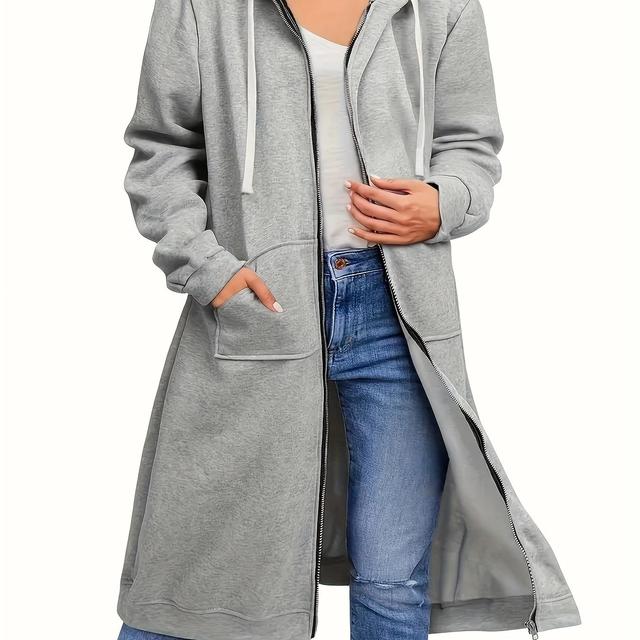 TEMU 2022 Nieuwe Herfst- en Winter Cross-Border Damesmode in Europa en Amerika, Losse Lange Vest met Rits