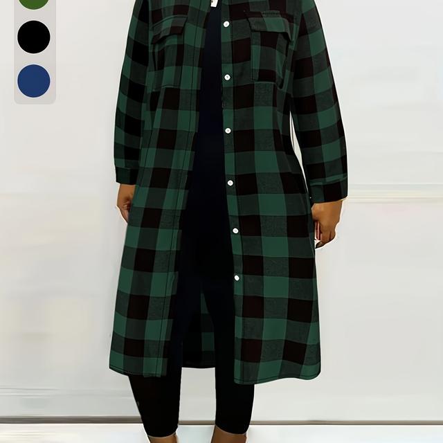 TEMU Plus Size, Women Plus Size Casual Long Sleeve Button Long Coat Fall Winter Outwear Fashion Tunic Jacket