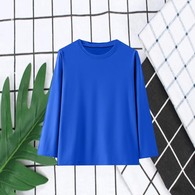 TEMU T- de comprida com decote em cor sólida rapazes, leves e confortáveis uso , Roupa de atividades ao ar