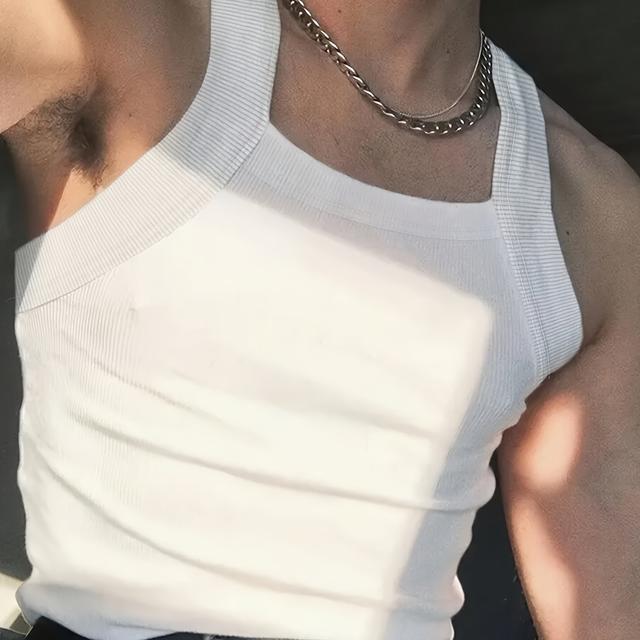 TEMU Aikehuang Men's Athletic Tank Top - High Elasticity Slim Fit Sleeveless Shirt, Breathable Round Neck Solid Color For Gym, Casual & Wear, Gym Apparel | Sporty Look | Smooth Texture, Gym Shirts