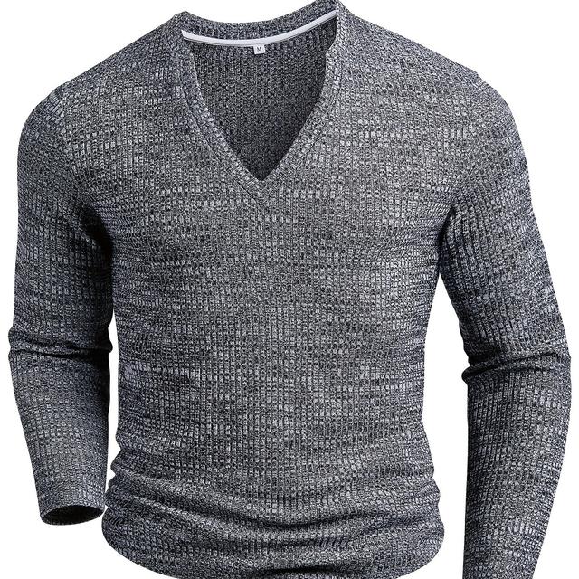 TEMU Maglietta Henley a Lunga con Scollo a V, Tessuto a Righe in Filato Elasticizzato, Moda Casual per Sport e Outdoor