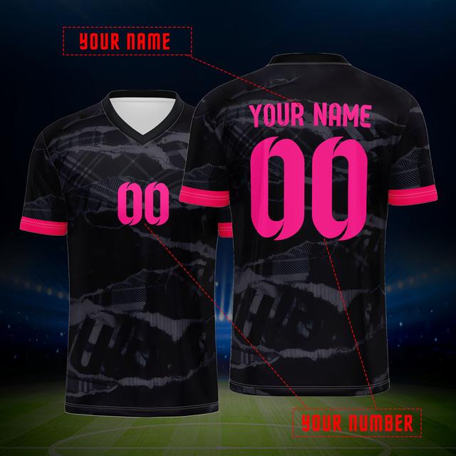 TEMU 2024 Customise Your Own Jersey, Men's Sports Team Club Training V-neck Football Jersey Tops Front And Back Printed Daily Casual Party Gathering