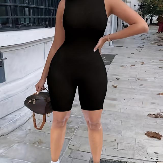 TEMU Women's Sleeveless High-waisted Sexy Tight Fitness Jumpsuit Shorts