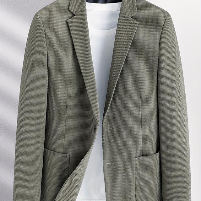 TEMU メンズ 春/秋用 スーツジャケット ポケット付き 無地