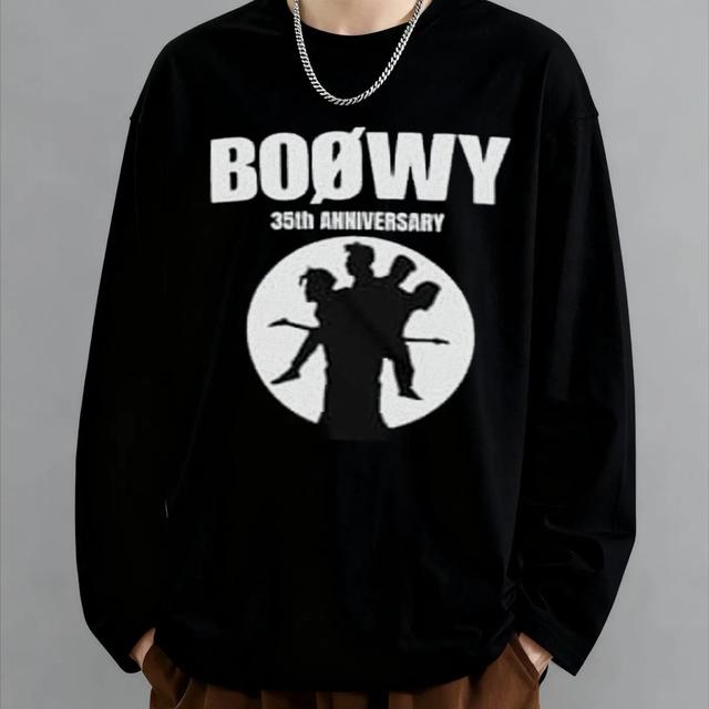 TEMU 【BOOWY】メンズ 35周年 バンド Tシャツ - 白長袖Tシャツ、なント＆メンバーの、35年間のなサウンドデザイン、カジュアル オール シャツ ファン向け、レギュラーフィット 音楽メモリ ギフト