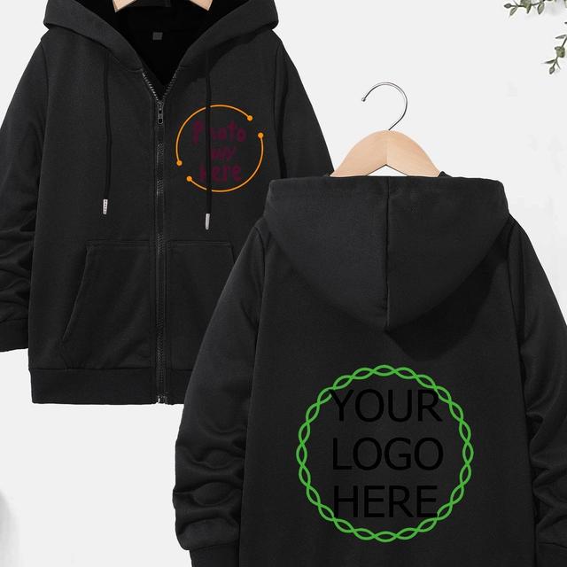 TEMU Custom Women's Front Zip Sweatshirt, Casual Long-sleeve Pocket Hoodie With Design For Elegant