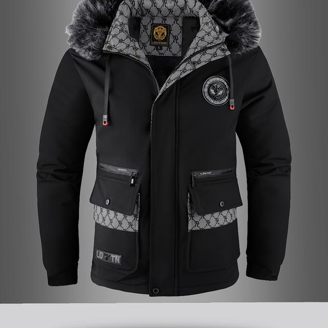 TEMU Heren Herfst- en Wintermode Dikke Afneembare Capuchon met Bontkraag, Nieuwe Casual Outdoor Multi-Pocket Street Jacket voor Mannen, Dikke Stijlvolle Losse Jas voor Mannen in de Herfst en Winter