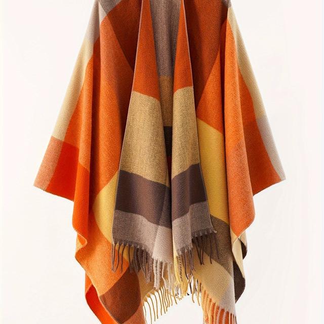 TEMU Plusstorlek, Damernas Överdimensionerad Kofta Sjal med Öppen Framsida, Avslappnad Cape Tröja för Höst- och Vinterkvällskläder