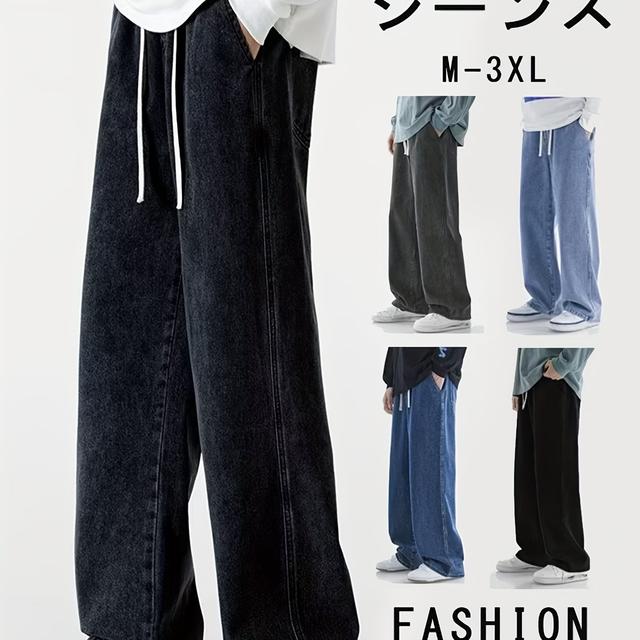 TEMU 【M-XXL】メンズ 秋/冬 ストレート フェイクデニム | ワイドレッグ自由に動きやすい | 伝統的な和風 | さまざまな体型に最適