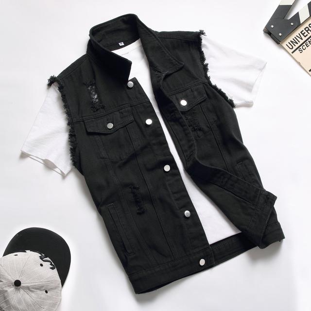 TEMU Men's Stylish Black Denim Vest, Simple And Versatile, Lightweight Jacket For Vacations, Casual , Trendy For Young Men.