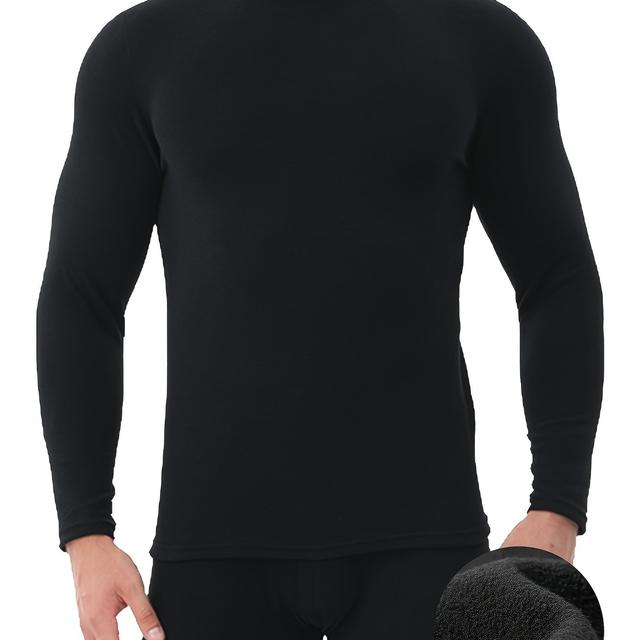 TEMU Чоловіча термобілизна з підкладкою, довгорукавна кофта