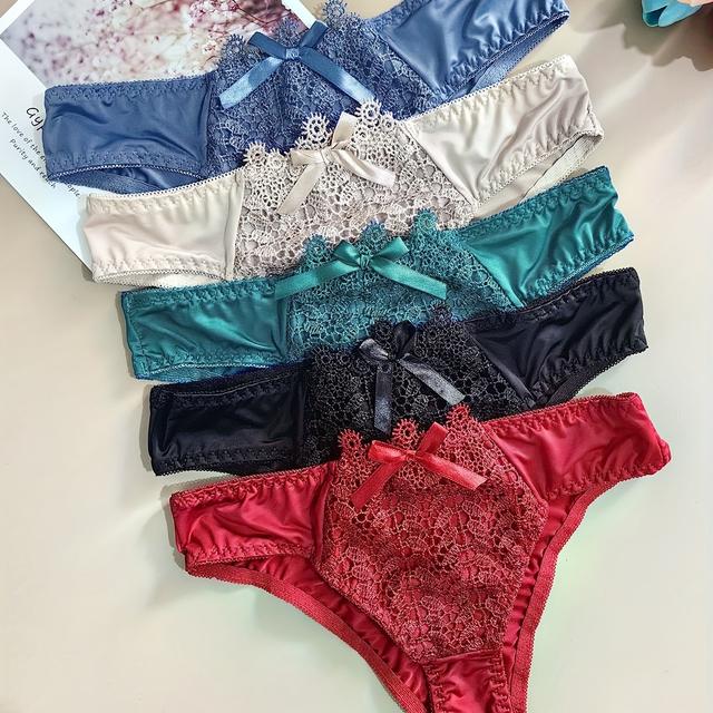 TEMU Conjunto de 5 cuecas de floral sólida sem costuras, , confortáveis e respiráveis, elásticas, íntimas e sensuais, lingerie e roupa interior feminina