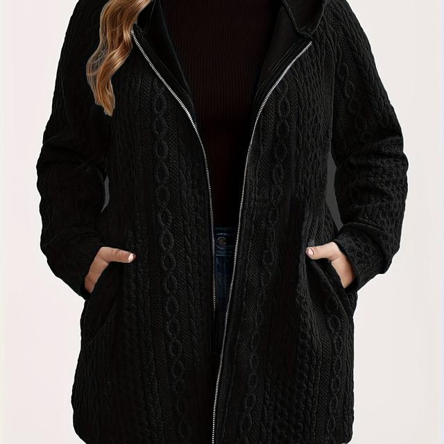 TEMU Casaco Jacquard Plus Size para Mulheres