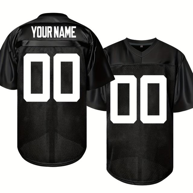 TEMU Personalized Men's American Football Jersey With Name And Number, Featuring Embroidery For Outdoor Sports, In Sizes S To 3xl.