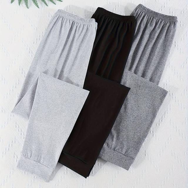 TEMU 3pcs Women' Pants - Solid -length Nightgowns With, Pajama Trousers, Machine Washable & Multi-use For & Lounge Wear - Comfortable For S (3pcs Bundle)
