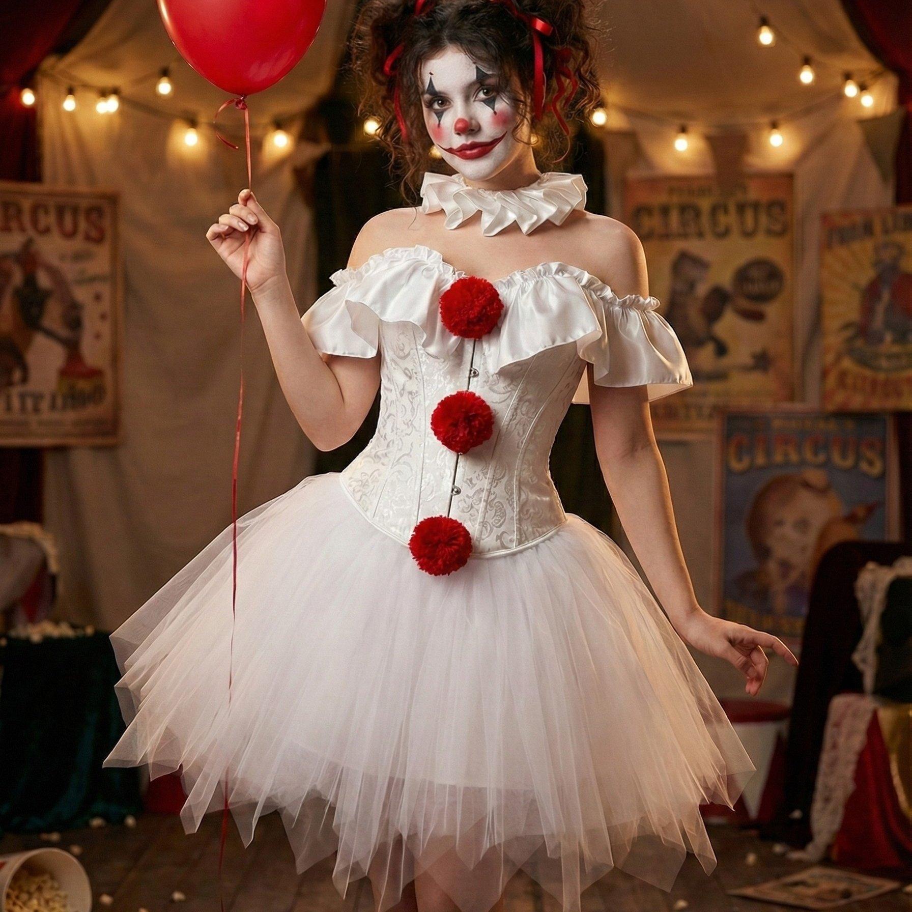 TEMU Conjunto de disfraz de Halloween de It: Dos, de y , juego de 3 piezas que un CORSET de cintura ajustada, falda TUTÚ y pañuelo de cuello, para carnavales, Pascua, fiestas elegantes y juegos