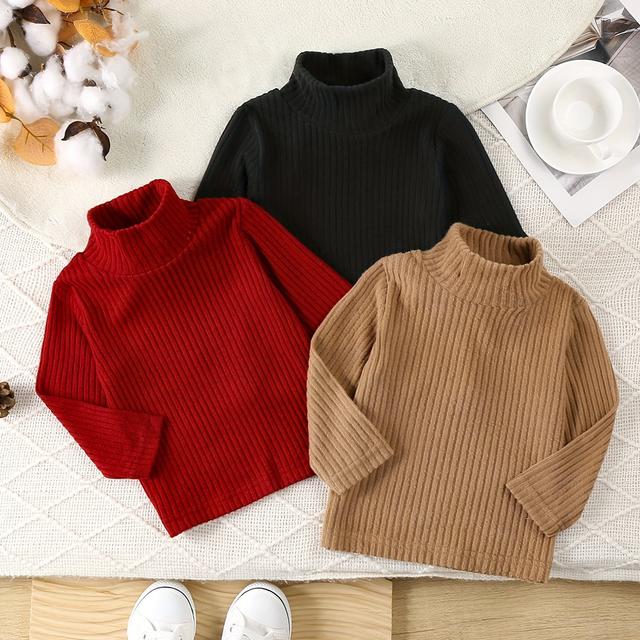 TEMU Ensemble pièces pour filles automne/hiver - Col haut, manches longues, uni ou tricolore - Élégant, , et décontracté