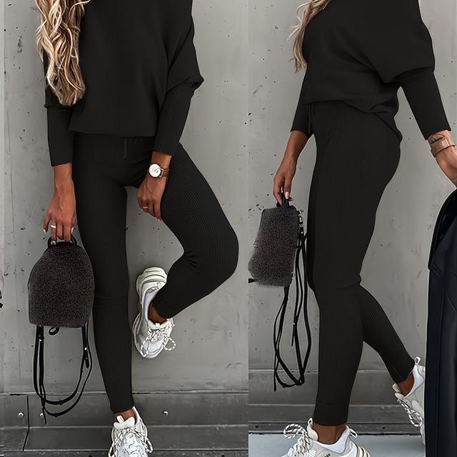 TEMU Sada volnočasového svetru s dlouhým rukávem a kalhot bez ramínek