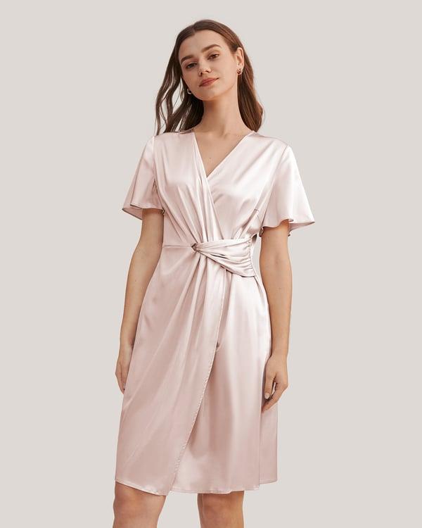 LILYSILK Robe Soyeuse Chic Rose Pale M - Fluide et ¨¦l¨¦gante en Soie Mulb¨¦rieuse