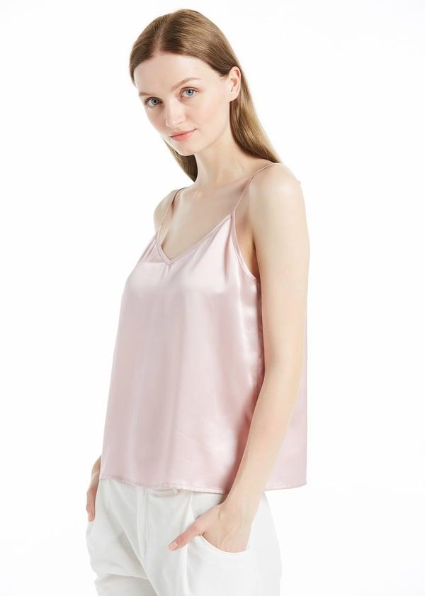 LILYSILK Women's Silk Camisole 22 Momme V Neck Adjustable Straps Rosy Pink S
