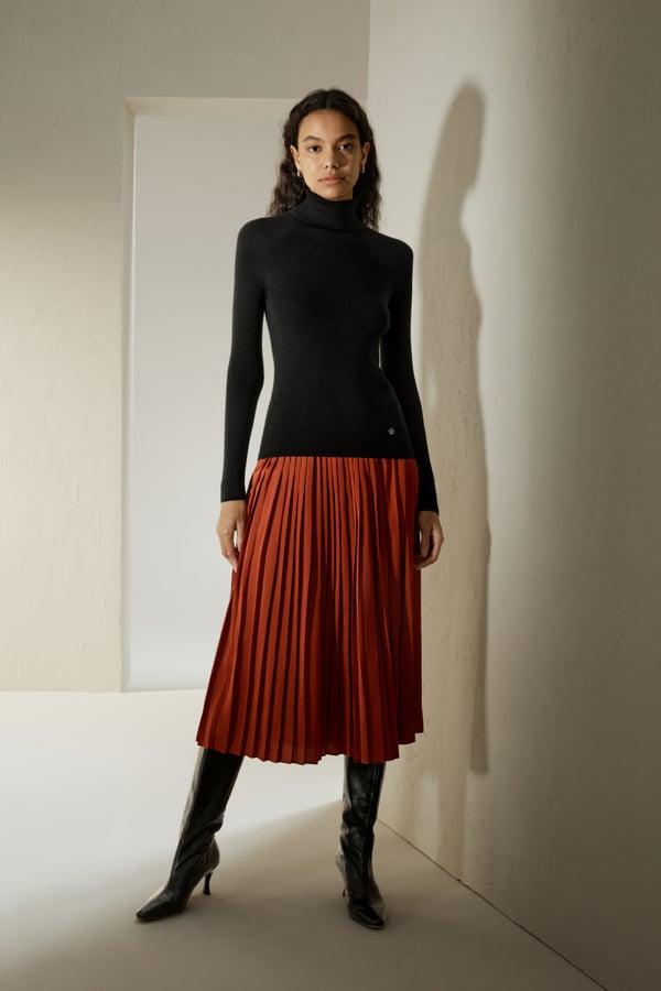 LILYSILK Pulls Cachemire Femme Noir Col Roulé, Confortable Pour La Peau Soie Et Cachemire Élégance Intemporelle Et Style Sophistiqué XL