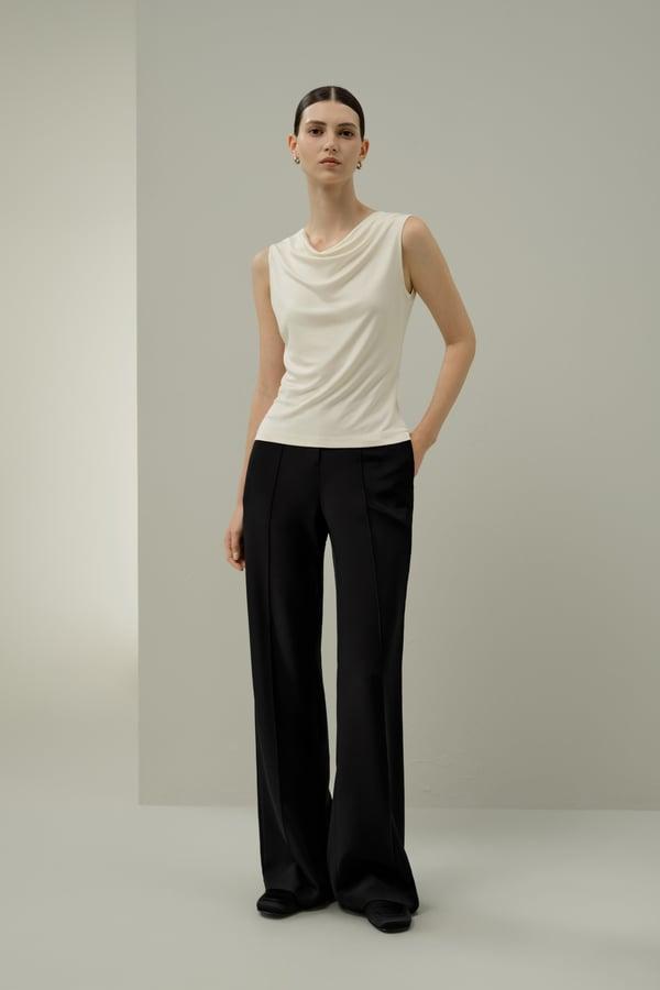 LILYSILK Women's Silk Jersey Cowl Neck Sleeveless Top, Slim Fit, Breathable, White, XL