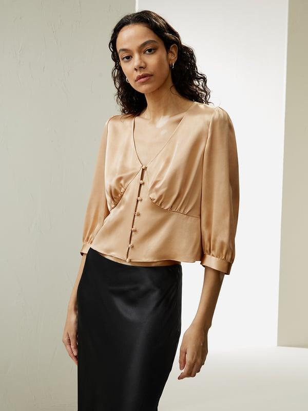 LILYSILK Women's Silk Charmeuse Corset Top, Light Camel, UK 2