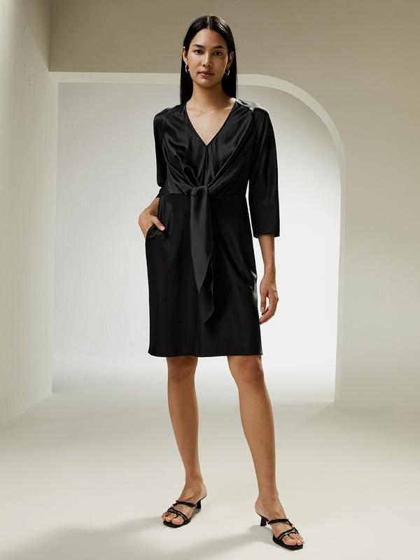 LILYSILK Robe En Soie Chic Noir Col En V, Poches Lat¨¦rales 100% Soie Naturelle Bonne Qualit¨¦ Lavable En Machine L