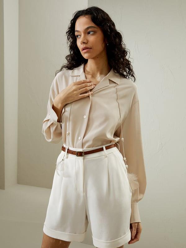 LILYSILK Chemisiers En Soie Crème Ivoire Colletage À Revers, Manches En Cloche 100% Soie Pièces Indispensables Pour De Multiples Occasions XXS