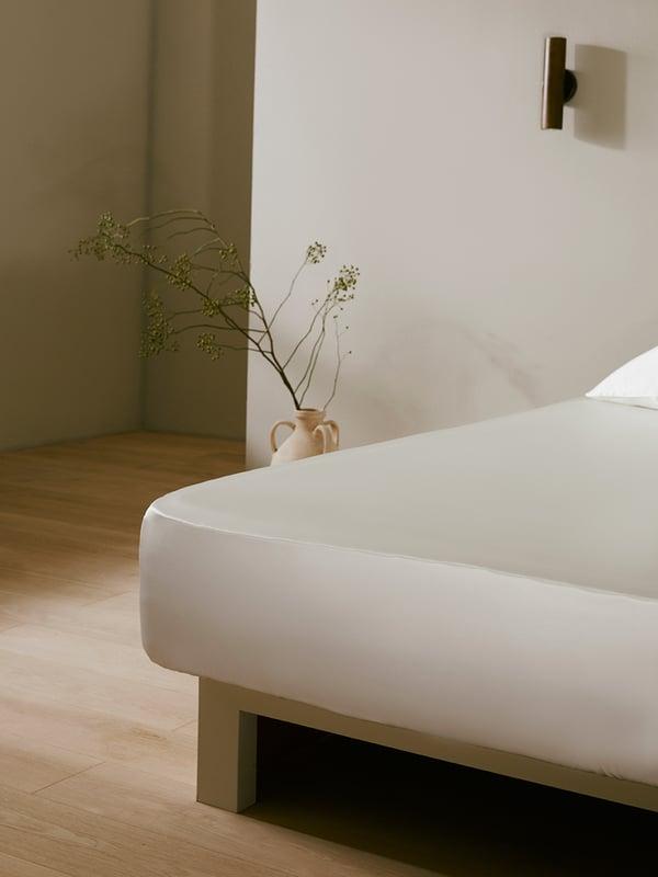 LILYSILK 25 Momme Silk Seamless Extra Deep Fitted Sheet, Natural White, Double