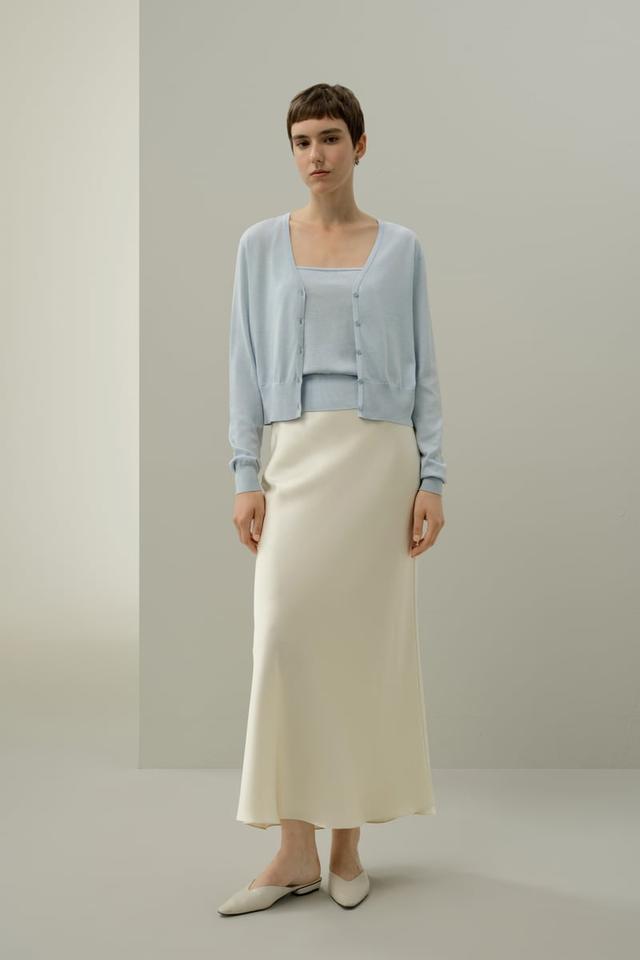 LILYSILK Cardigan Femme Soie & Coton Bleu Céleste L - Ensemble 2 Pièces Doux Respirant