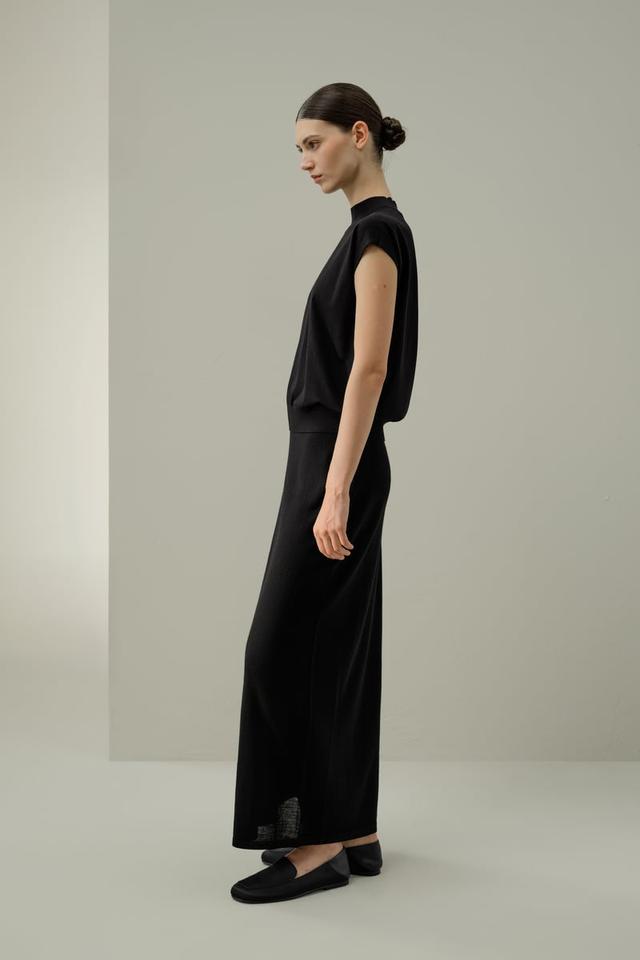 LILYSILK Haut Col Montant Soie-Coton Noir S - Élégant & Respirant, Manches Courtes, Ourlet Côtelé