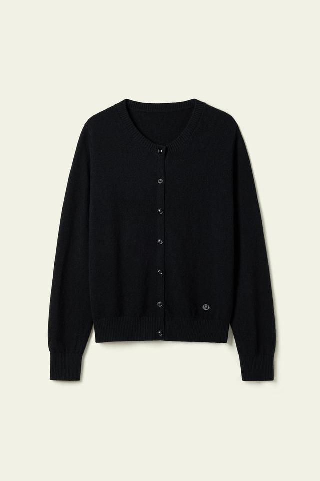 LILYSILK Women's Cashmere Fitted Crew Neck Cardigan, Black, XS, 100% Cashmere, Soft & Breathable