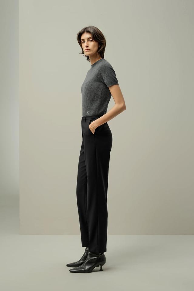 LILYSILK Women's Cashmere Fitted Short Sleeve Top, 100% Pure Cashmere, Soft & Breathable, Medium Gray, XL