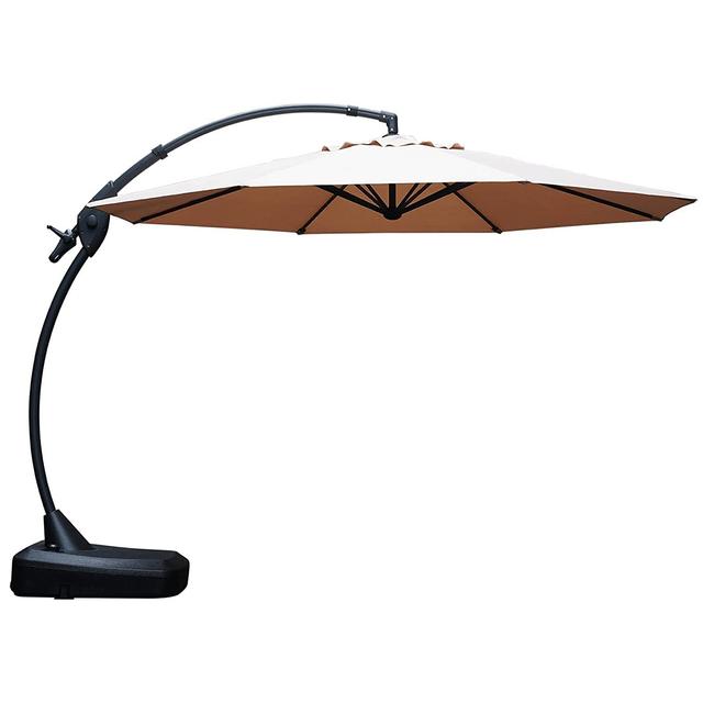 11 FT 12 FT Cantilever Patio Umbrella with Base - Deluxe NAPOLI Champagne-12FT