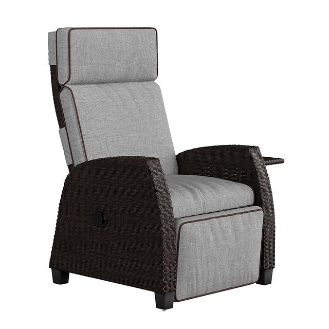 MOOR Indoor & Outdoor Wicker Recliner with Cushion Cool Grey-1PCS