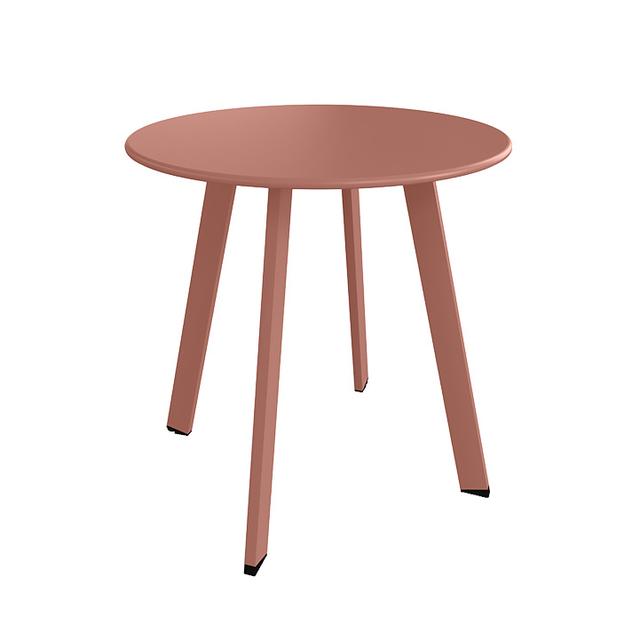 Steel Patio Side Table, Weather Resistant Outdoor Round End Table Rose Dawn