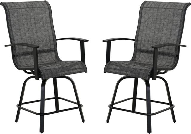 2 PCS High Foot Swivel Stool Bar Set with Rotation Function Black&Grey